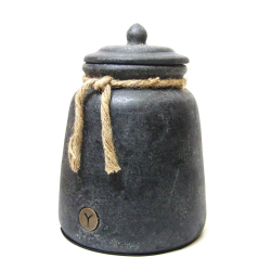 Pojemnik z pokrywką rustykalny / Wazon betonowy / gliniany 30cm